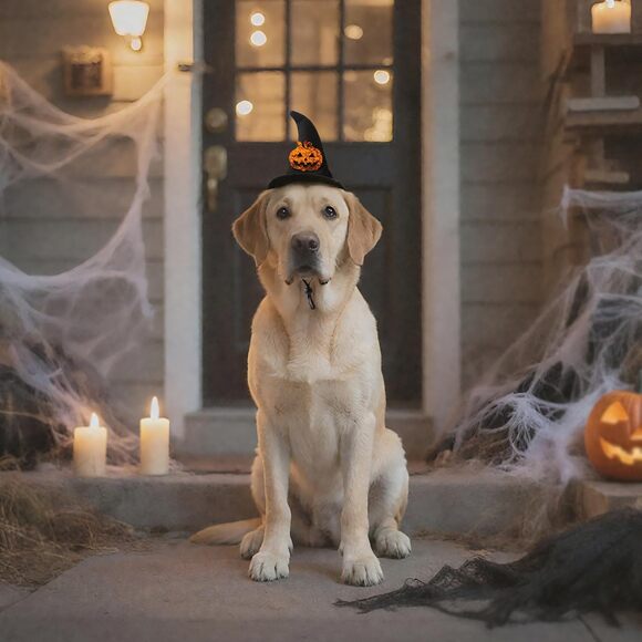 Pet Witch Hat Halloween Costume Black Pumpkin Hat for Cats Small Dogs Medium - Picture 8 of 9